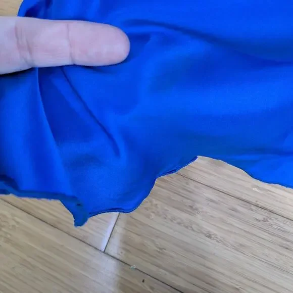 Vintage Cache Prom Dress Maxi Gown 4 Blue Y2K Silk Satin Movie Star Slip Glam